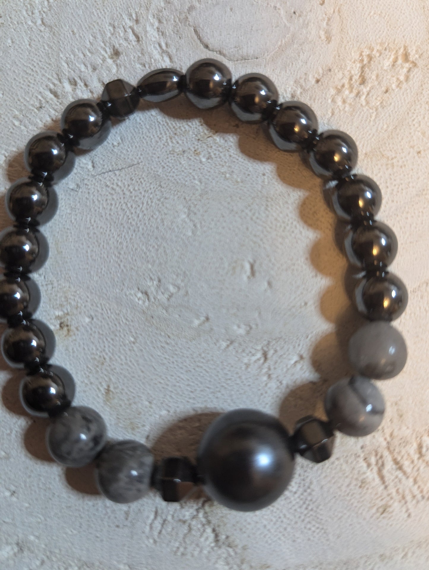 Black and gray beaded bracelet 