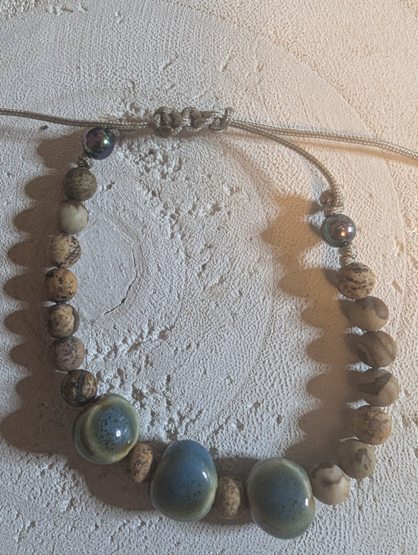 Adjustable beaded bracelet with natural stones from Sedona, AZ