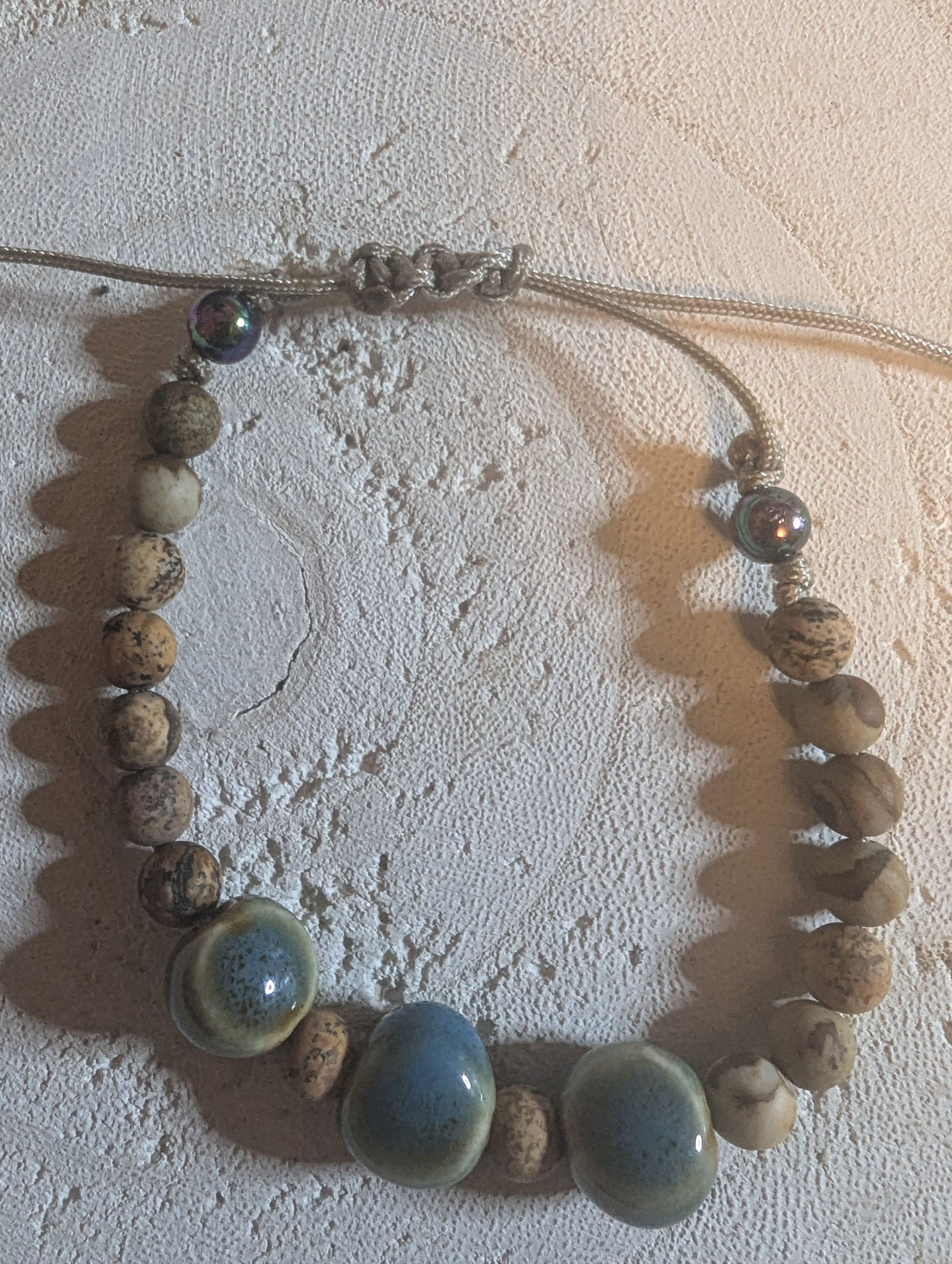 Adjustable beaded bracelet with natural stones from Sedona, AZ