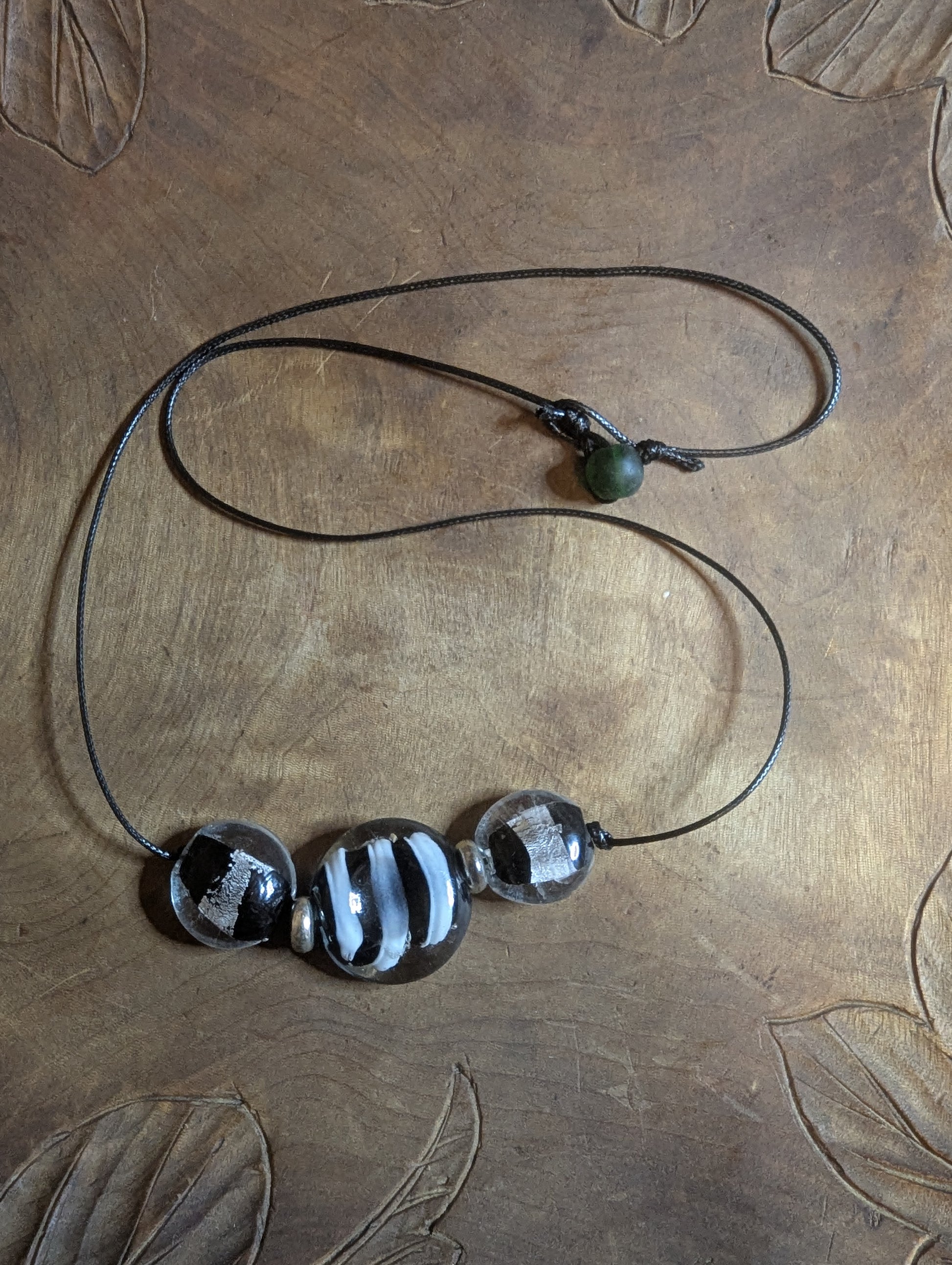 Necklace with black and white beads