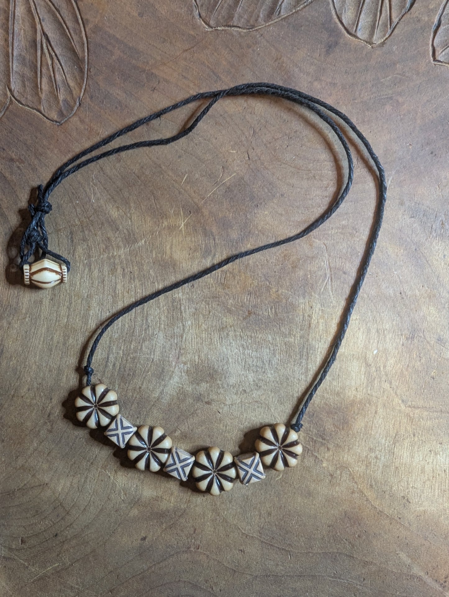 Necklace with patterned beads