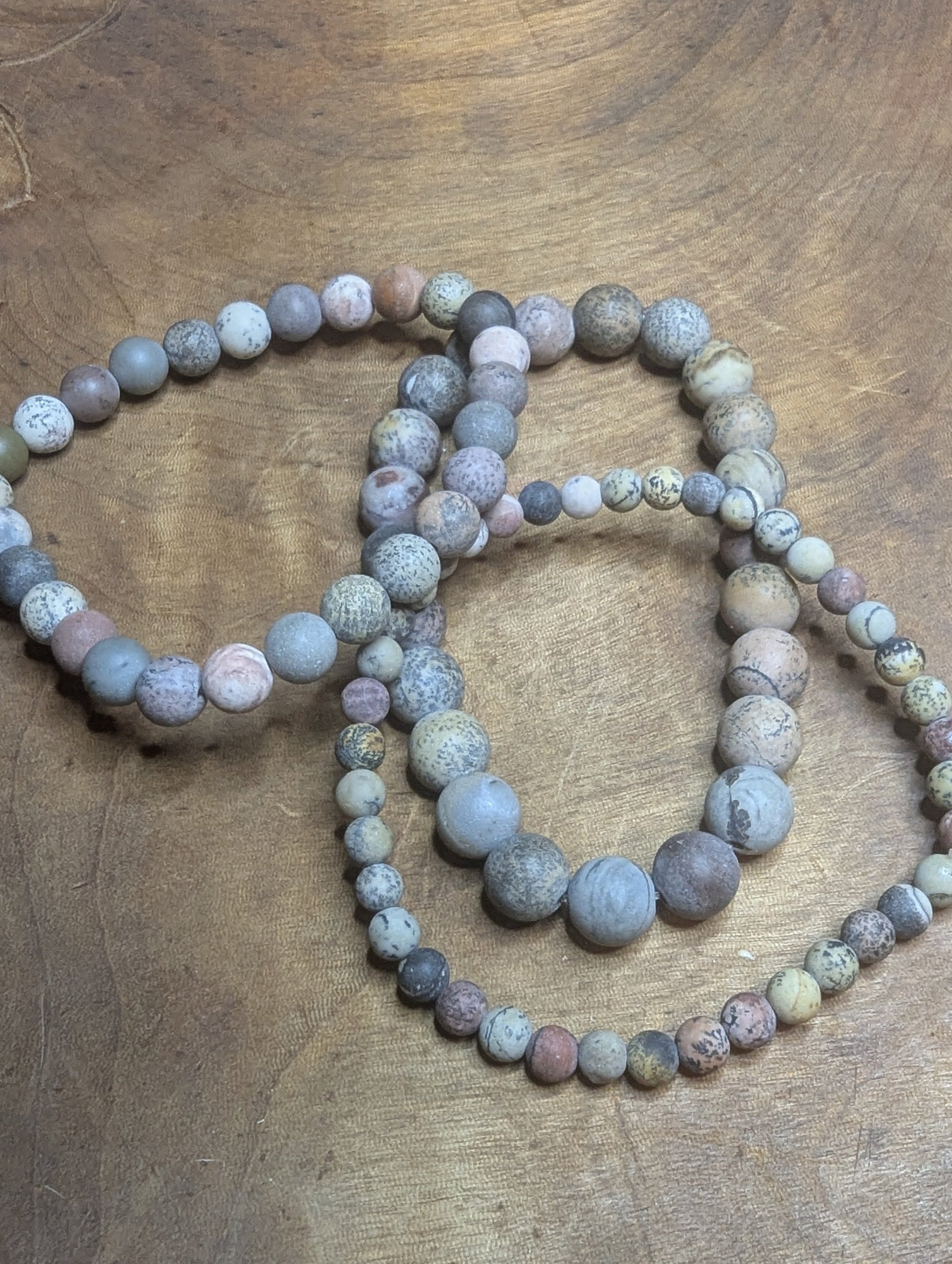 Three marbled stone bracelets