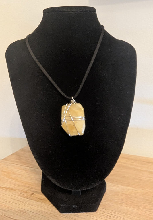 Wire wrapped citrine pendant necklace