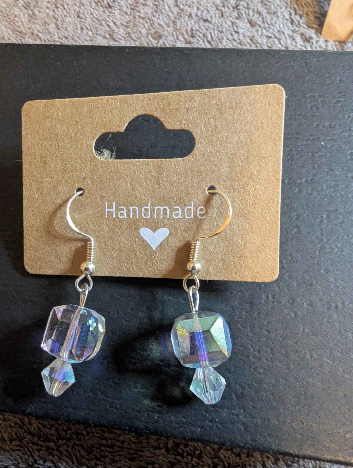Stunning aurora borealis crystal drop earrings with incredible rainbow sparkle!
