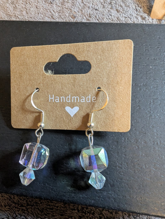Stunning aurora borealis crystal drop earrings with incredible rainbow sparkle!