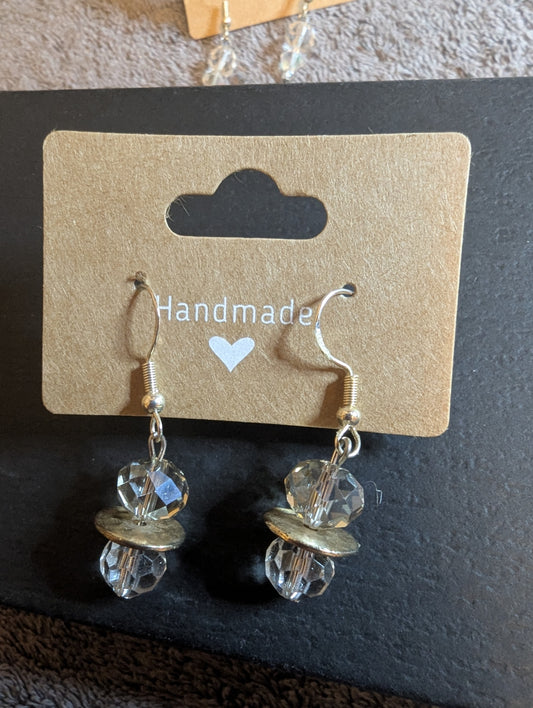Faceted metallic drop earrings