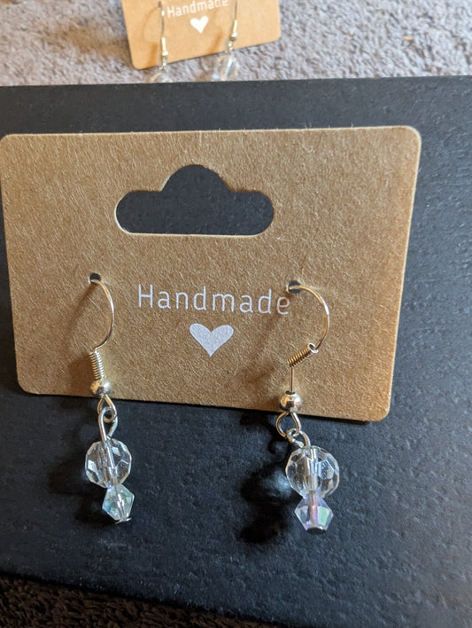 Crystal drop earrings with sterling silver hoops