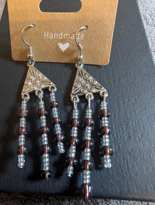 Chandelier earrings in sterling silver with multi-strand dangles