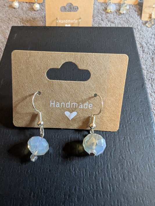 Sterling silver drop hoop iridescent earrings