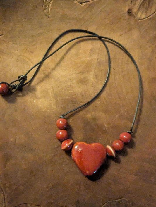 Sedona Red Heart Necklace: Beaded Gemstone Jewelry
